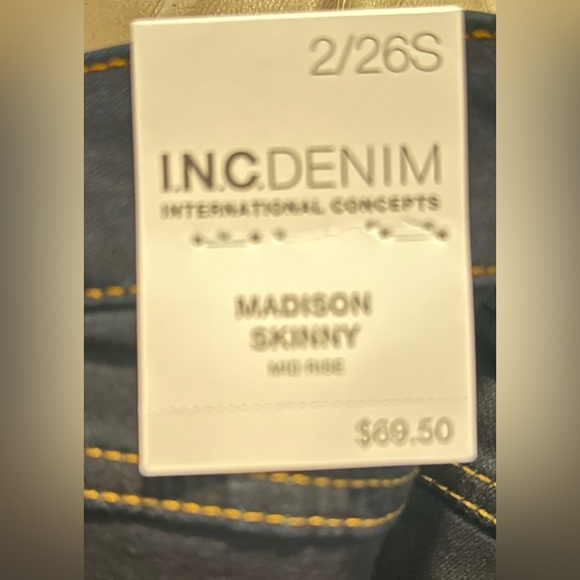 INC Denim Mid-Rise Madison Skinny Jean Tikglo Wash NWT size 2/26S - Picture 2 of 5